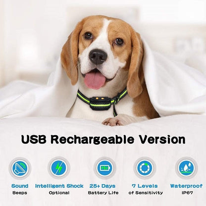 Collier anti aboiement pour chien Stop aboiement Collier anti aboiement rechargeable Collier anti aboiement Beep Shock Dog Training Device avec 7 niveaux de sensibilité réglables