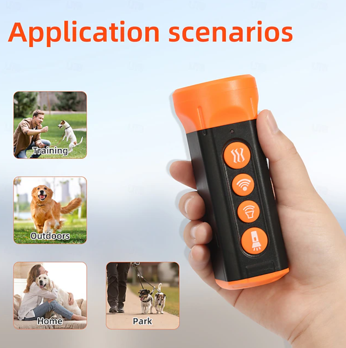 Dispositif de contrôle des aboiements de chiens à ultrasons SU40 Répulsif pour chiens à haute puissance avec lumière LED