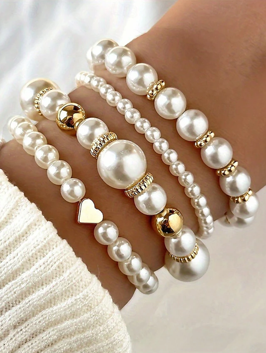 Elegante stapelbare parelarmband voor dames